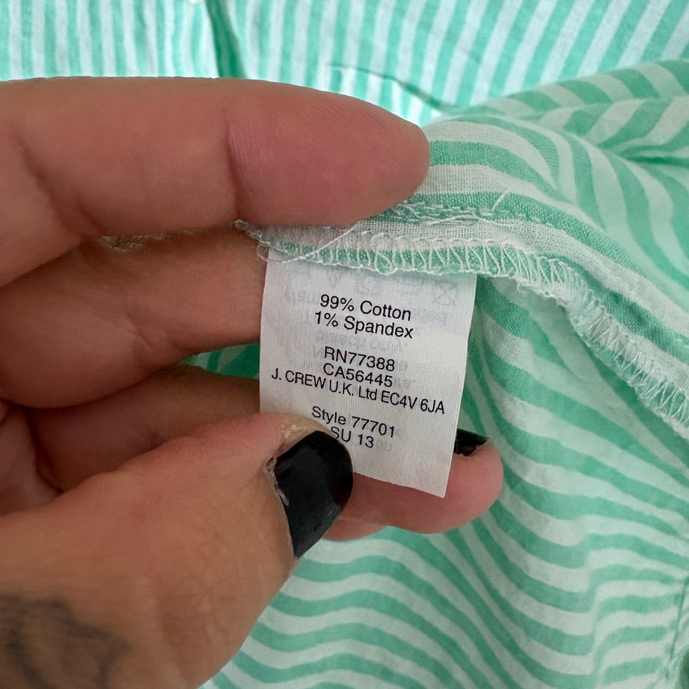 J. Crew Mint Green Candy Stripe Half Button Blouse - image 5